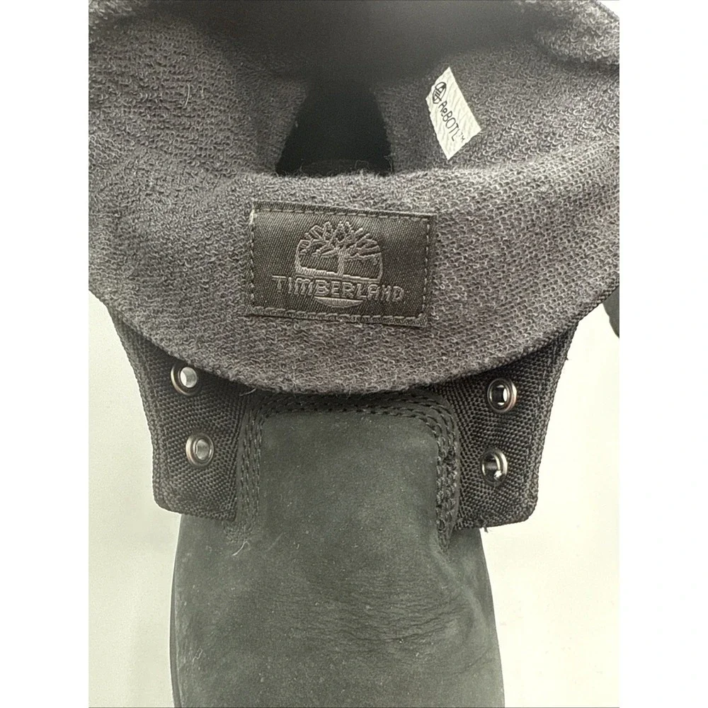 Timberland Roll Top Boots Leather Textile‎ black Kids boys Size 4 one w/o laces